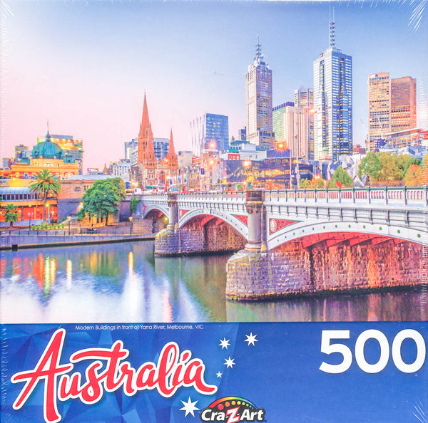 Australia -  Modern Buildings in front of Yarra River, Melbourne, VIC 500 Piece Jigsaw Puzzle