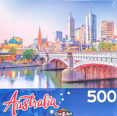 Australia -  Modern Buildings in front of Yarra River, Melbourne, VIC 500 Piece Jigsaw Puzzle